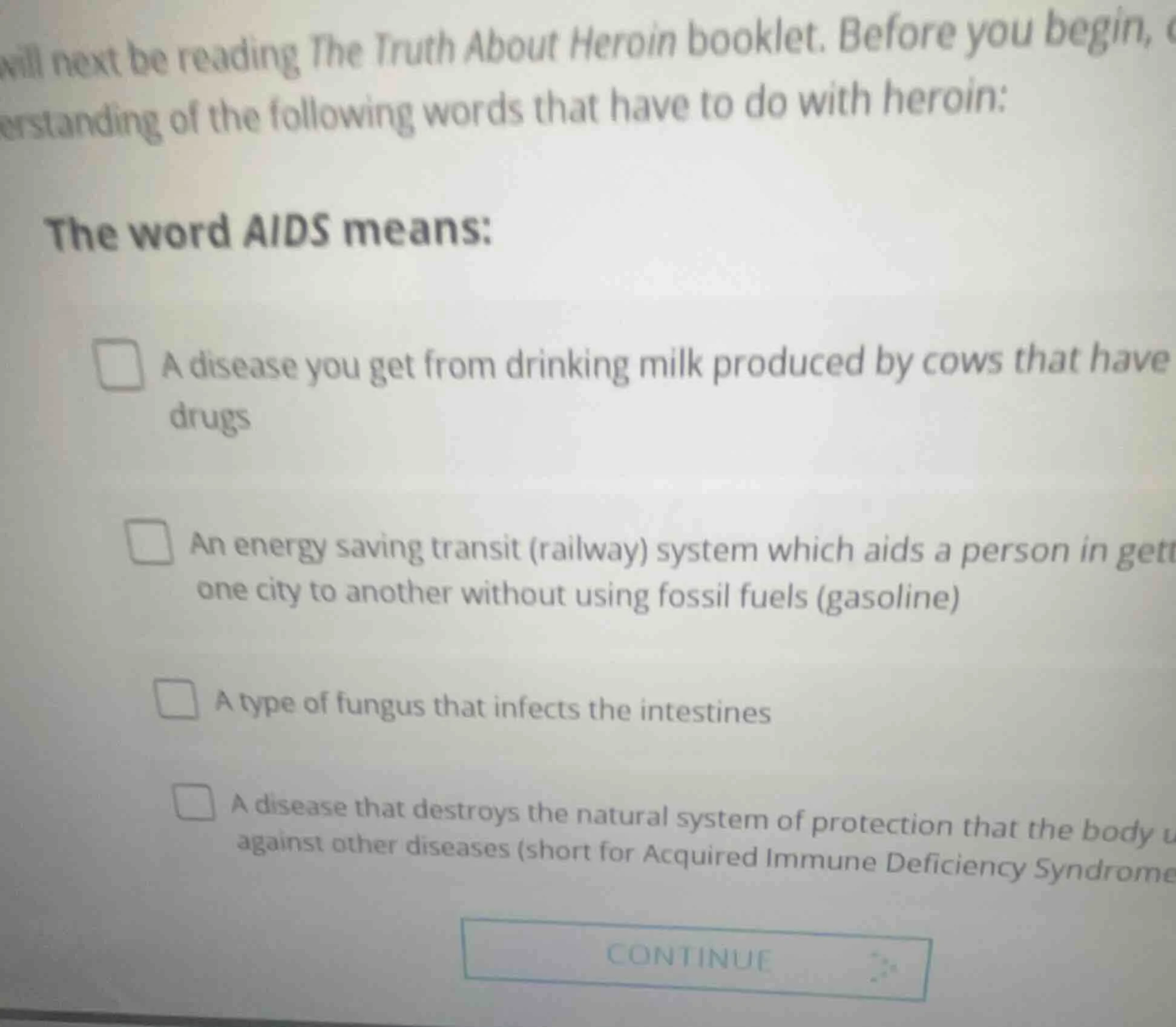 will next be reading the truth about heroin booklet. before you begin, …