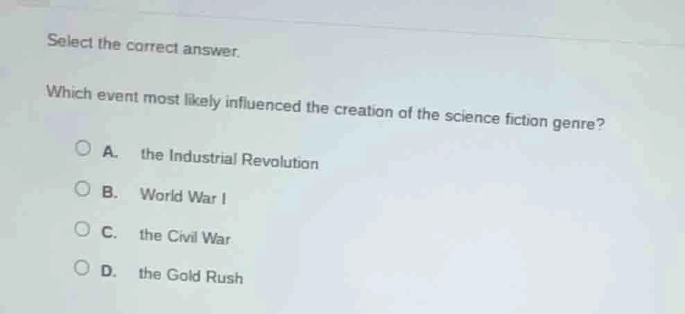 select the correct answer. which event most likely influenced the creat…