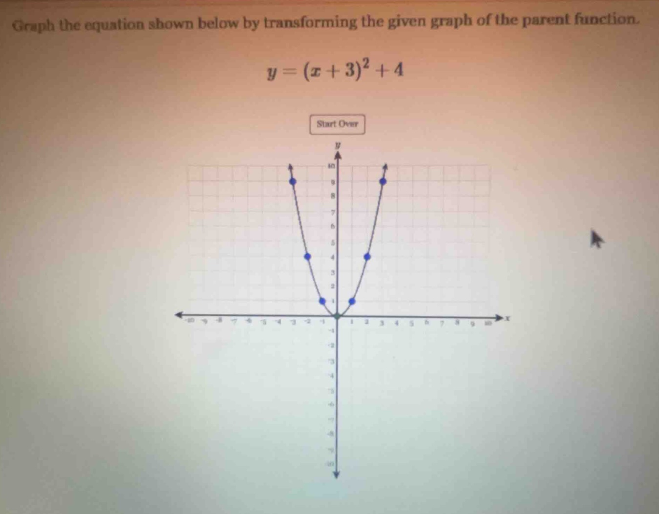 graph the equation shown below by transforming the given graph of the p…