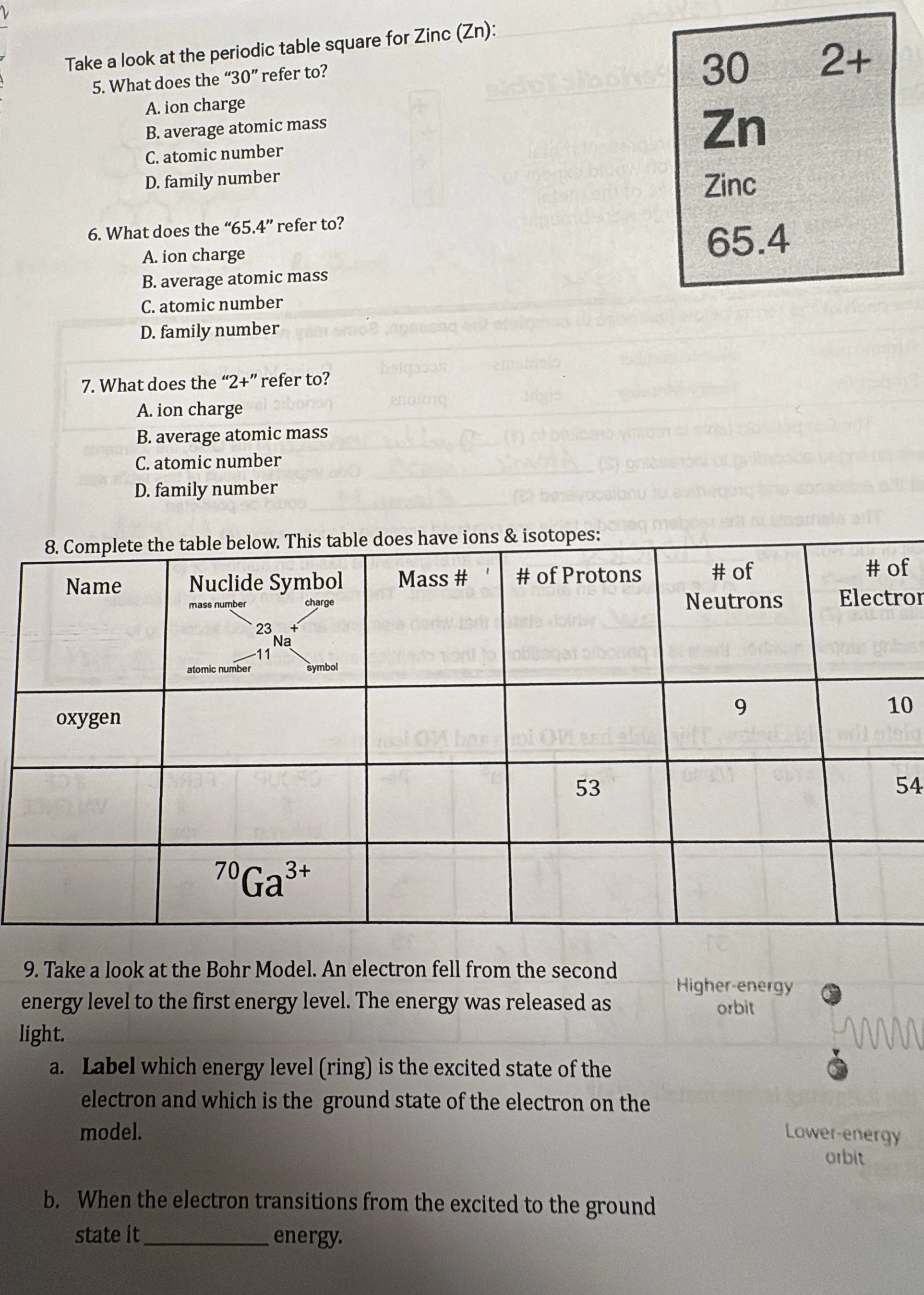 take a look at the periodic table square for zinc (zn): 5. what does th…