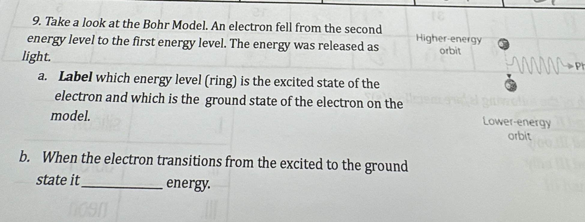 9. take a look at the bohr model. an electron fell from the second ener…