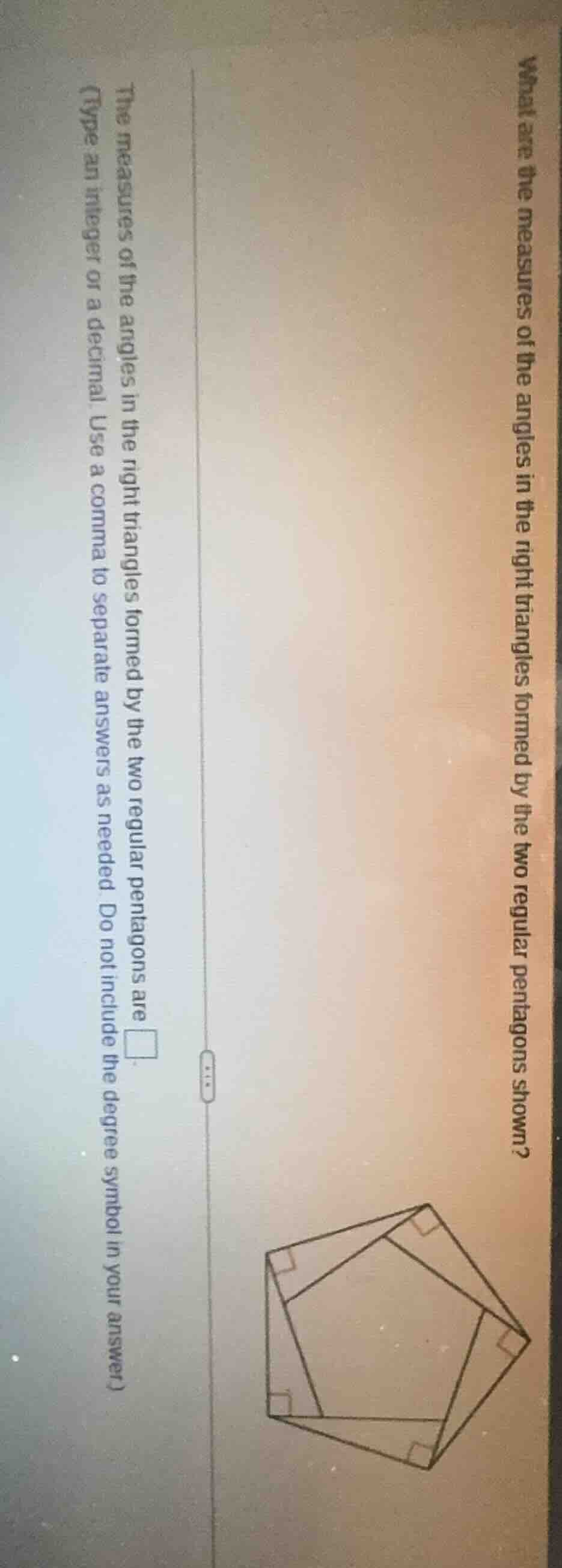 what are the measures of the angles in the right triangles formed by th…