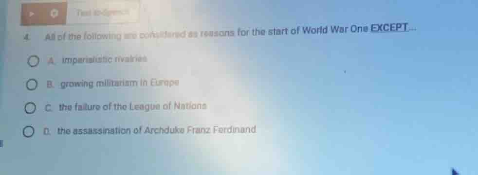4 all of the following are considered as reasons for the start of world…