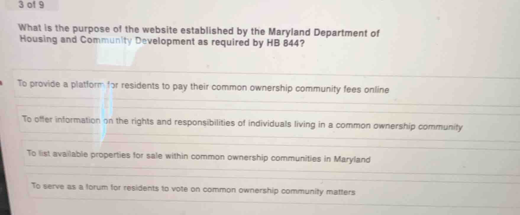 3 of 9 what is the purpose of the website established by the maryland d…
