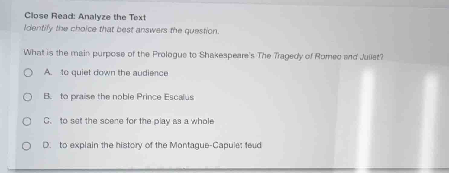 close read: analyze the text identify the choice that best answers the …