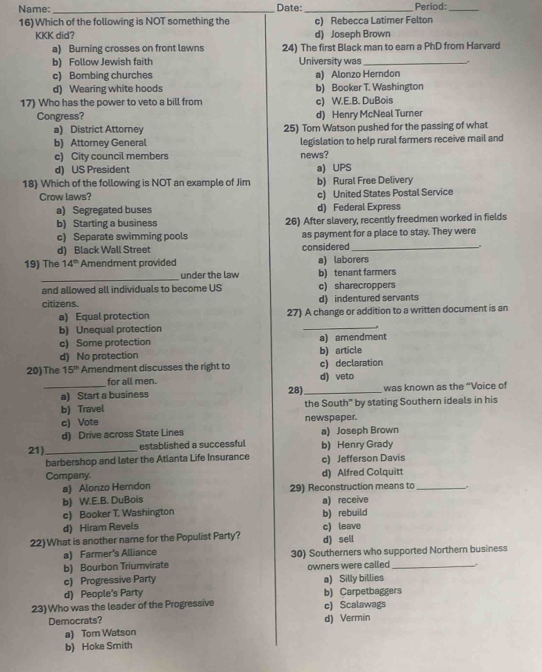 name: date: period: 16) which of the following is not something the kkk…