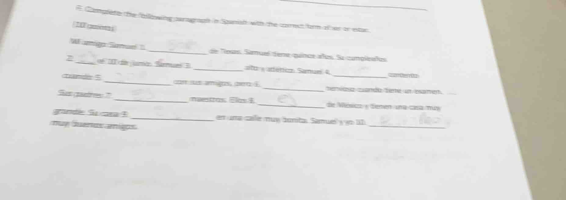 f. complete the following paragraph in spanish with the correct form of…