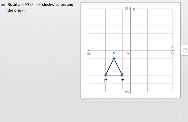 rotate $\\triangle stu$ $90^\\circ$ clockwise around the origin.