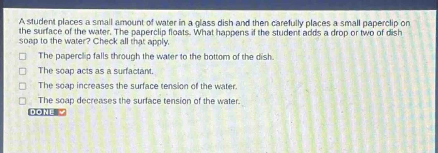 a student places a small amount of water in a glass dish and then caref…