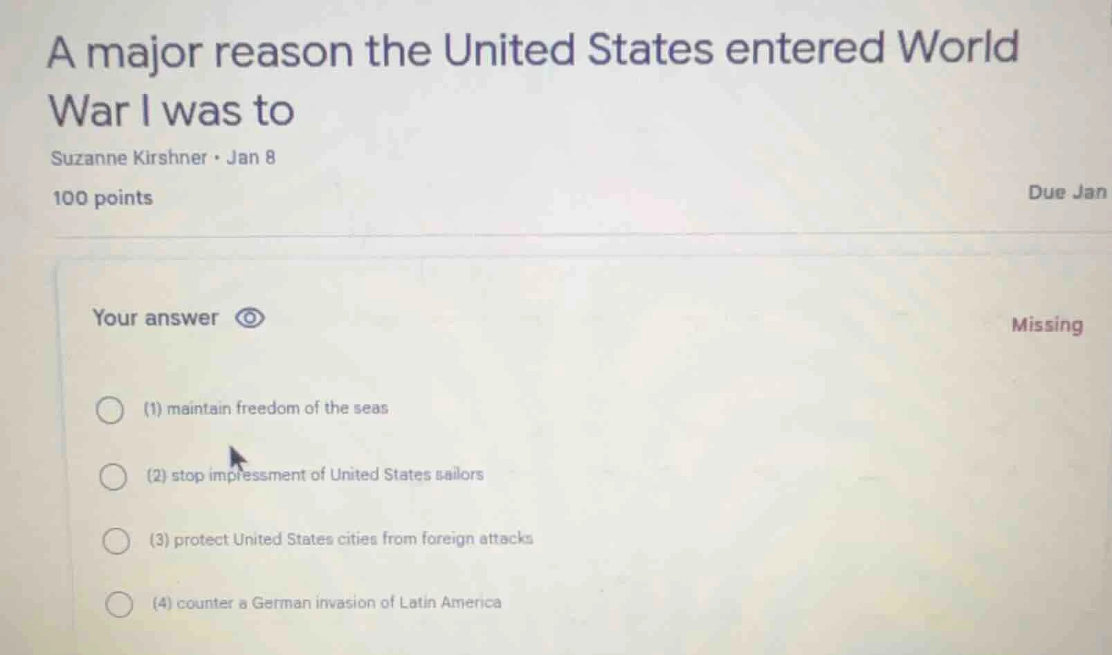 a major reason the united states entered world war i was to suzanne kir…