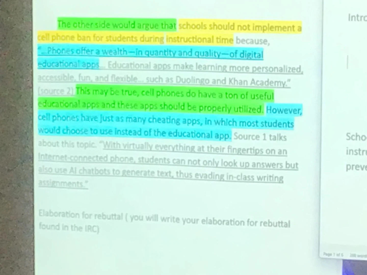the other side would argue that schools should not implement a cell pho…