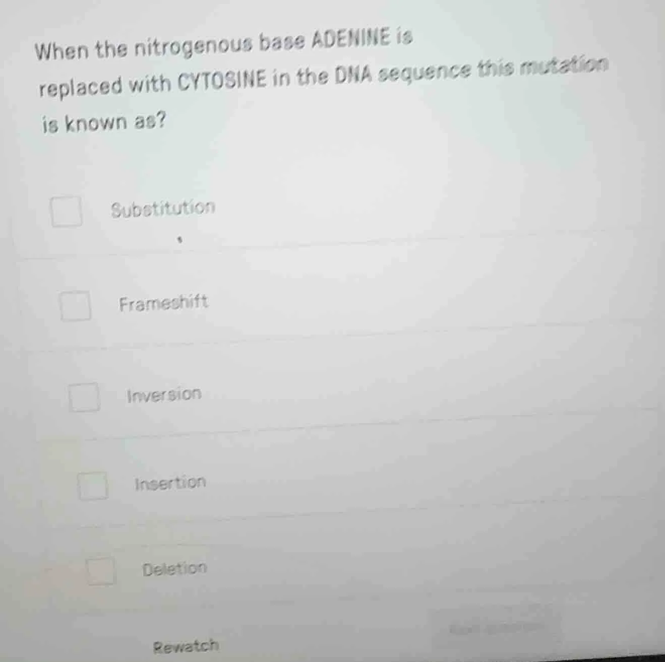 when the nitrogenous base adenine is replaced with cytosine in the dna …