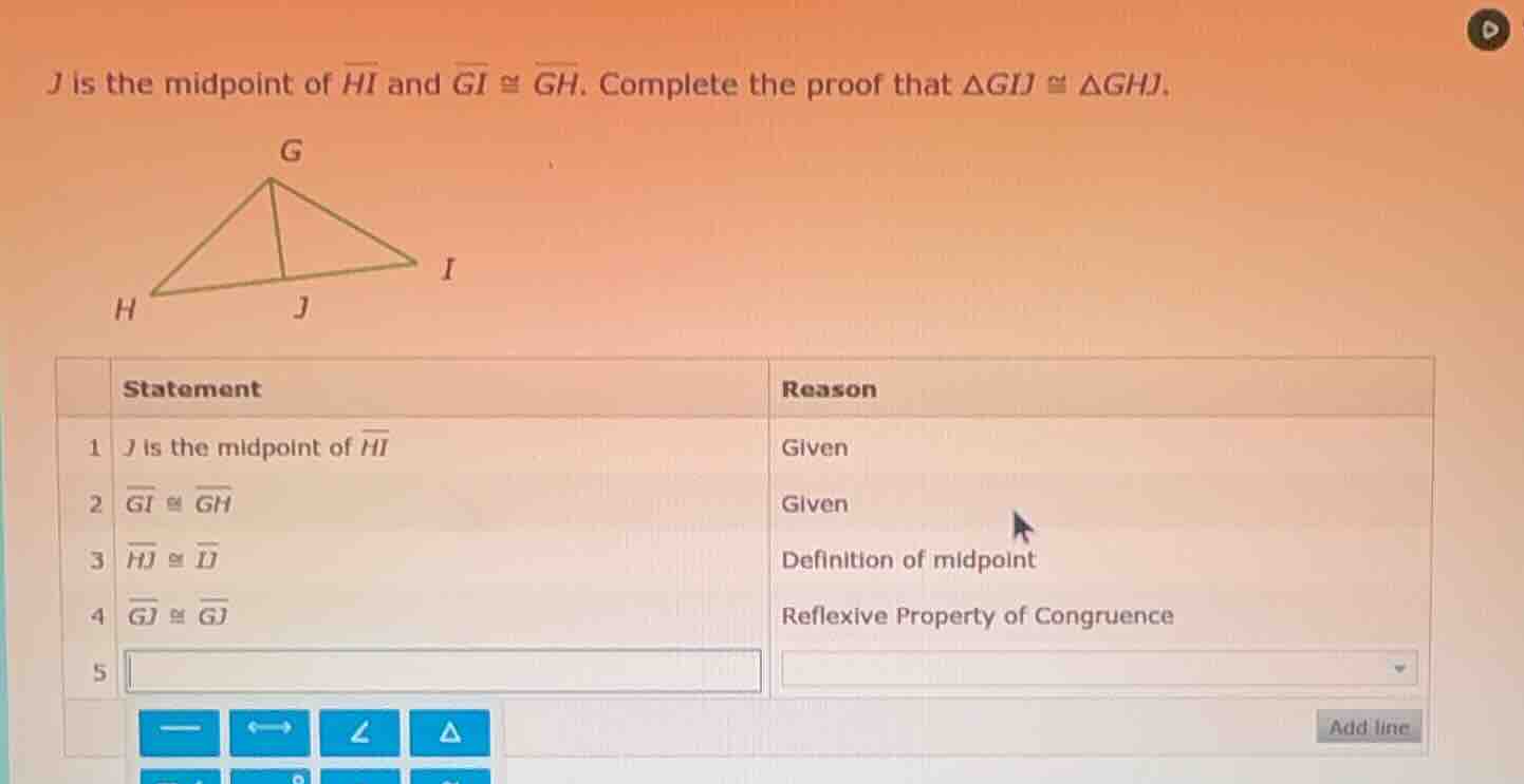 j is the midpoint of \\(\\overline{hi}\\) and \\(\\overline{gi} \\cong …