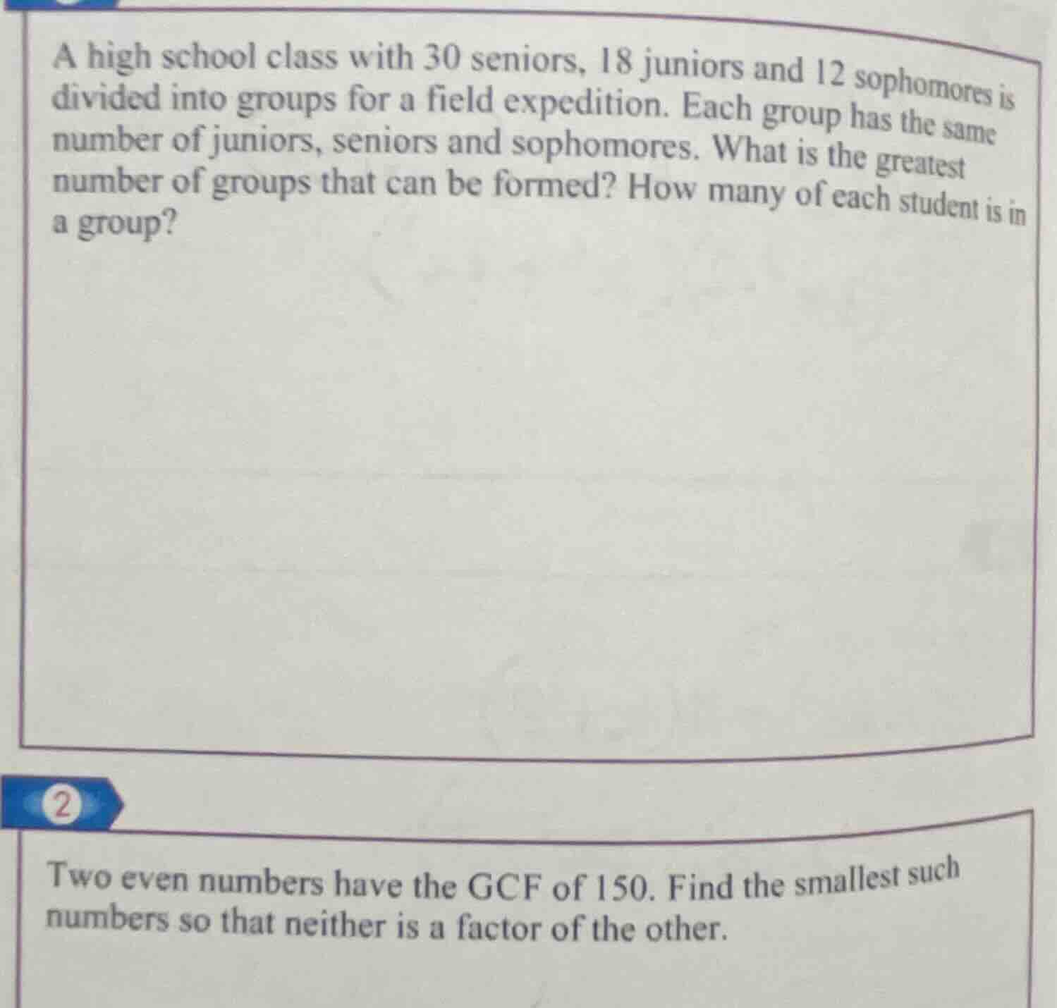 a high school class with 30 seniors, 18 juniors and 12 sophomores is di…