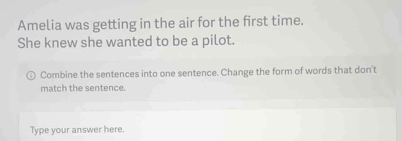 amelia was getting in the air for the first time. she knew she wanted t…