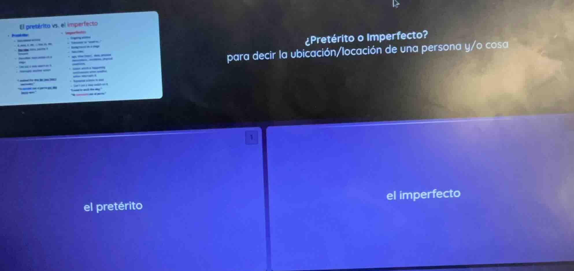 ¿pretérito o imperfecto? para decir la ubicación/locación de una person…