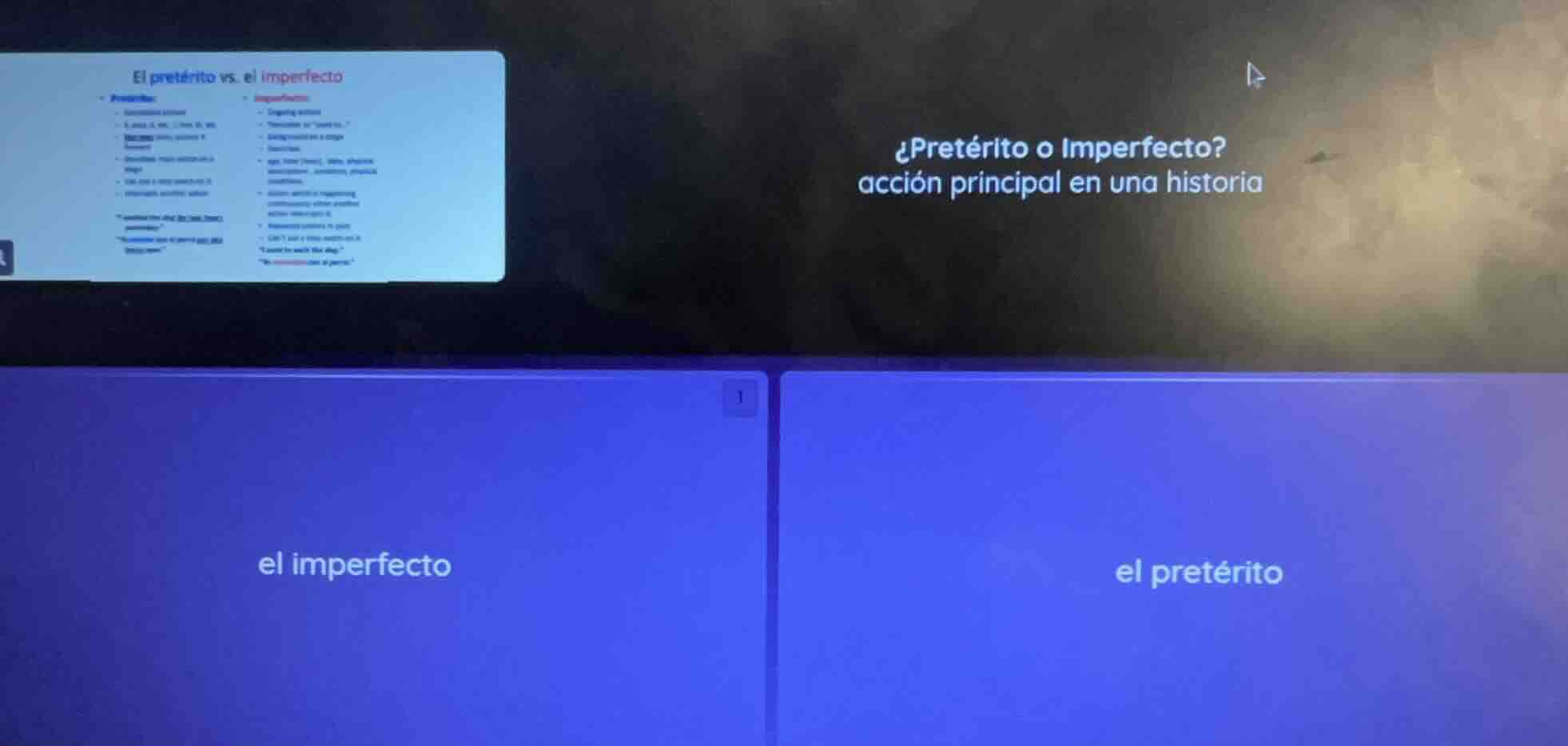 ¿pretérito o imperfecto? acción principal en una historia; el imperfect…
