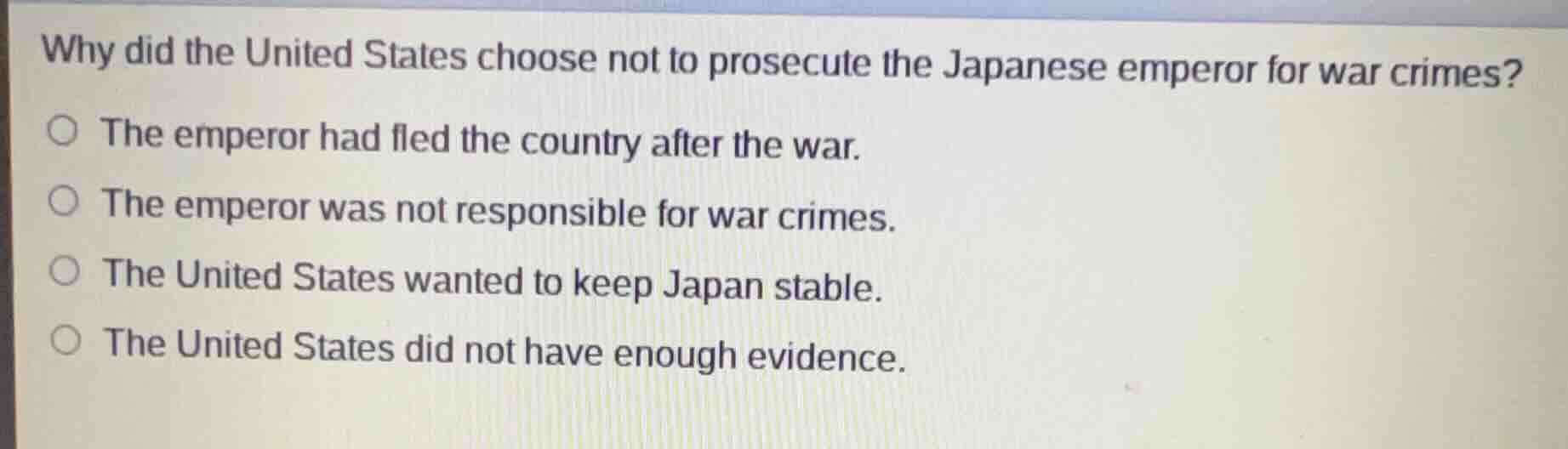 why did the united states choose not to prosecute the japanese emperor …