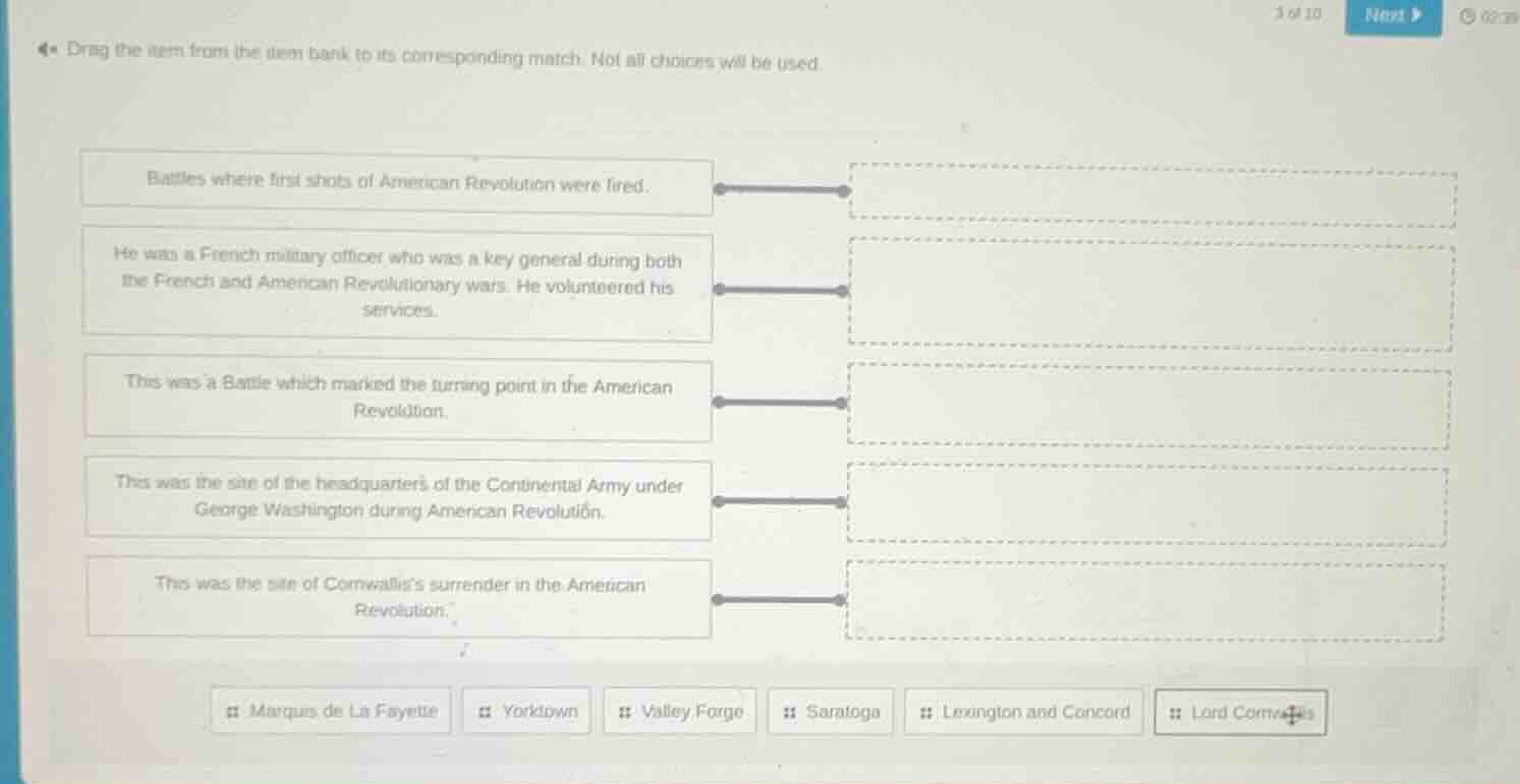 drag the item from the item bank to its corresponding match. not all ch…