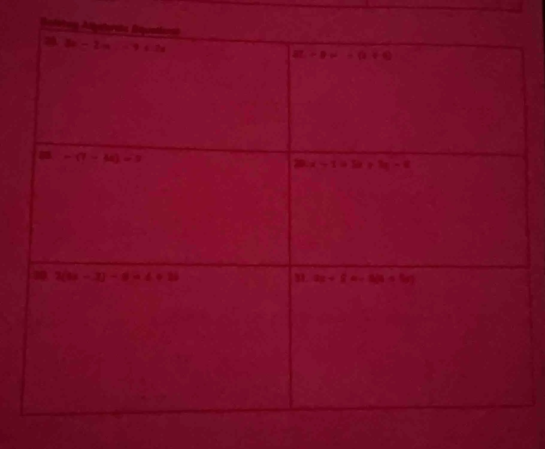 solving algebraic equations 24. (5x - 2 = -9 + 2x) 25. (-8 = -(y + 6)) …