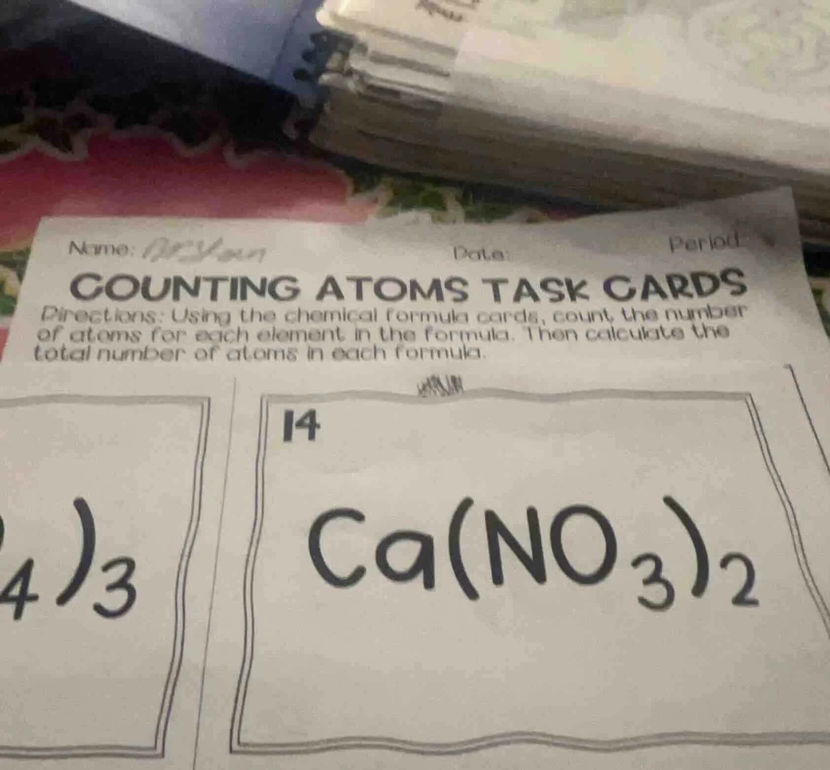 name: date: period counting atoms task cards directions: using the chem…