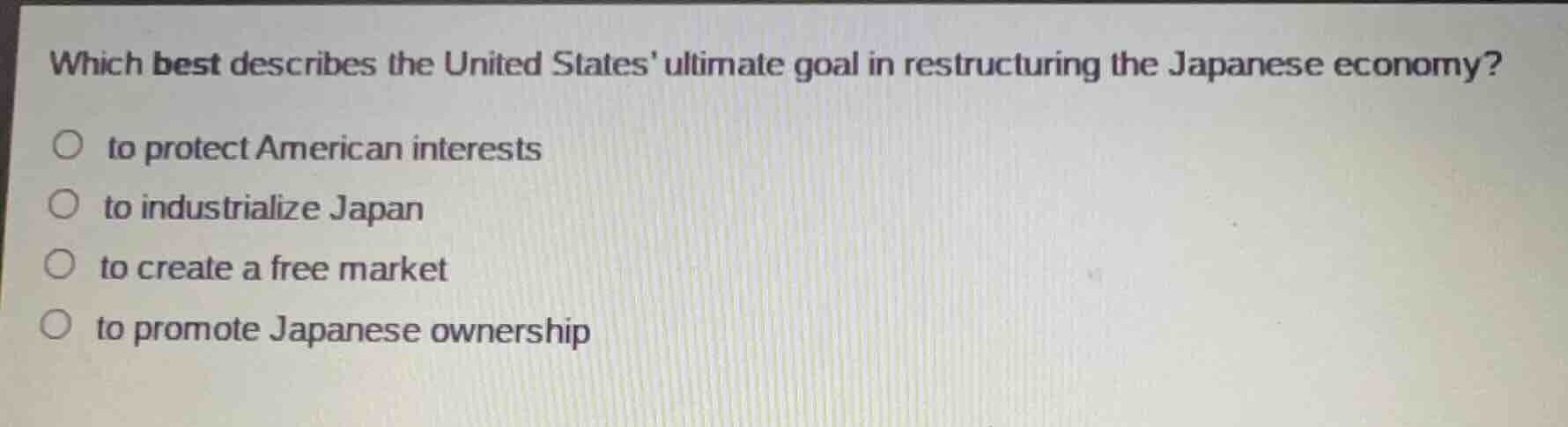 which best describes the united states ultimate goal in restructuring t…