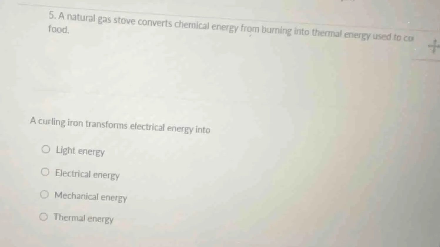 5. a natural gas stove converts chemical energy from burning into therm…