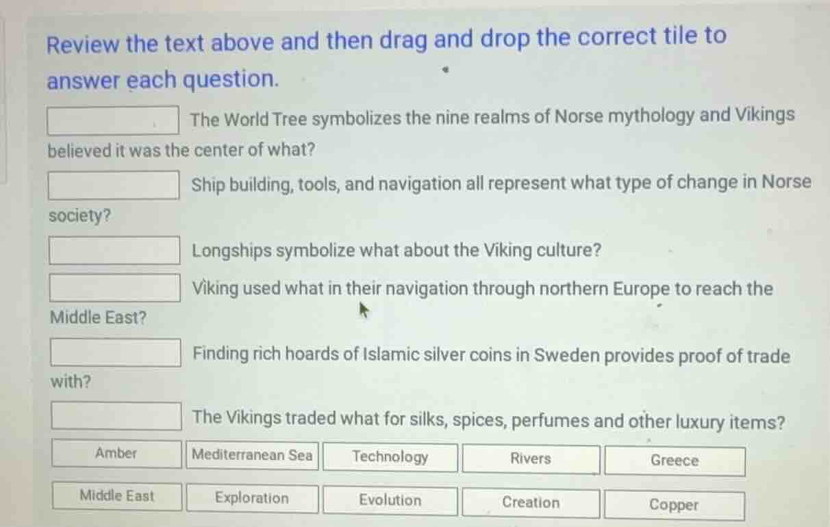 review the text above and then drag and drop the correct tile to answer…