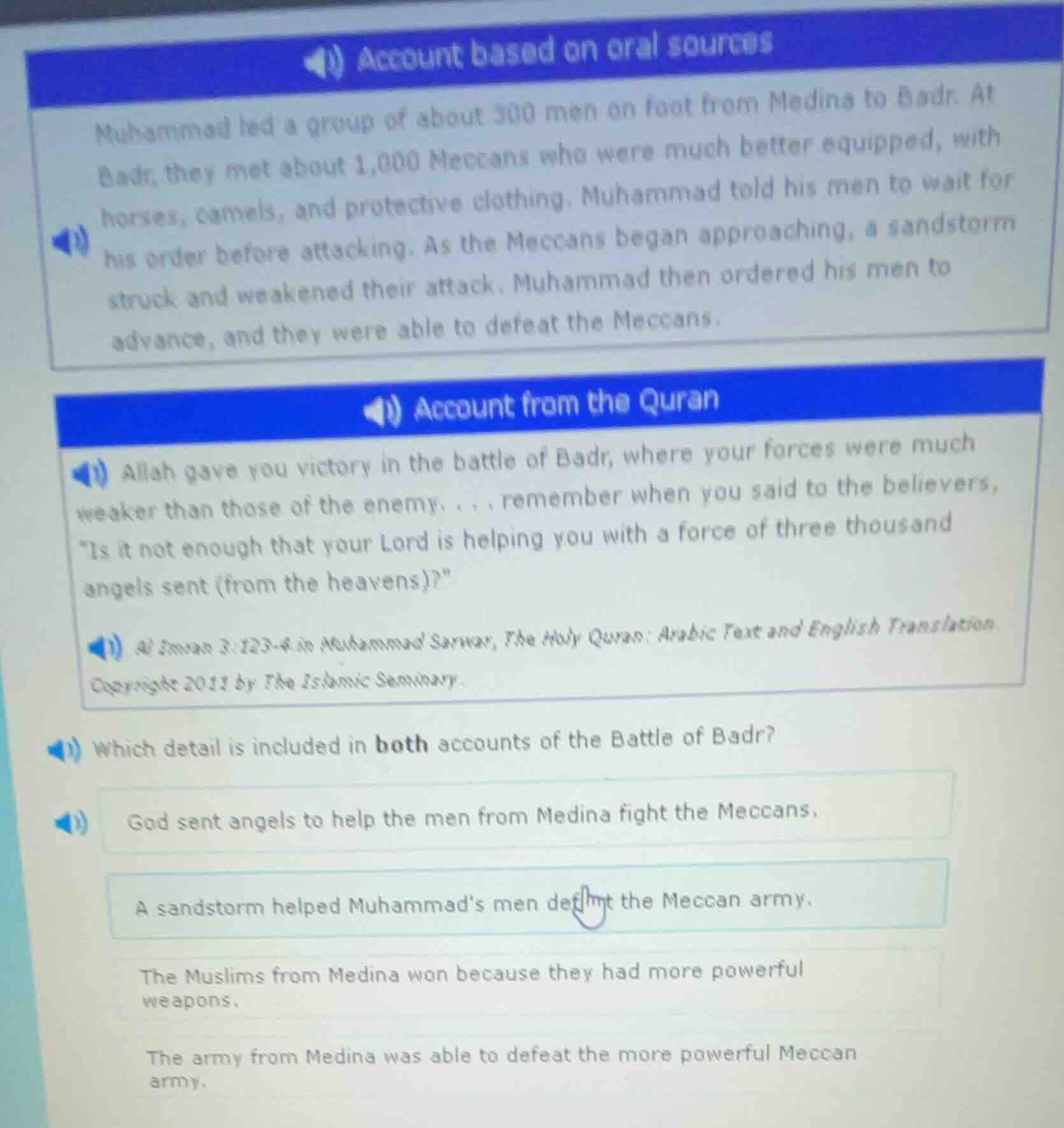 account based on oral sources muhammad led a group of about 300 men on …