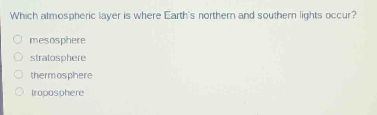 which atmospheric layer is where earths northern and southern lights oc…