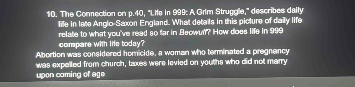 10. the connection on p.40, \life in 999: a grim struggle,\ describes d…