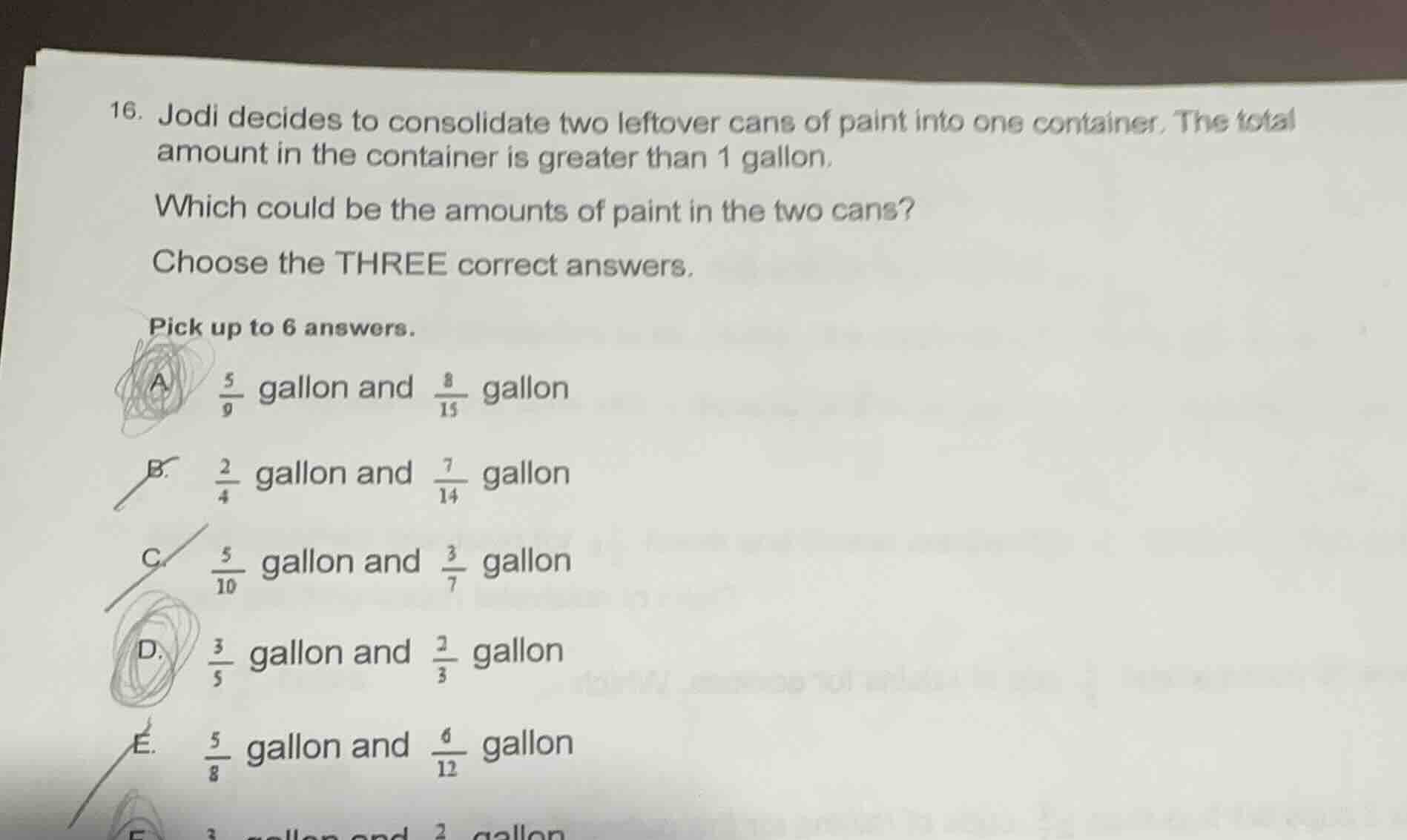 16. jodi decides to consolidate two leftover cans of paint into one con…