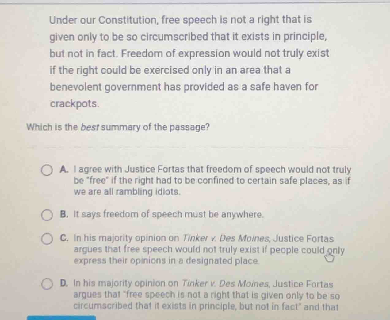 under our constitution, free speech is not a right that is given only t…