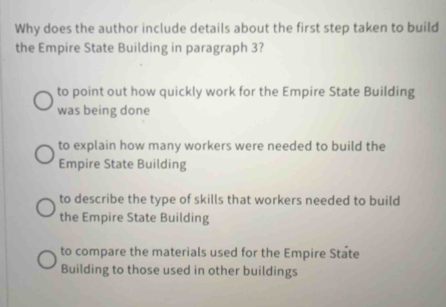 why does the author include details about the first step taken to build…