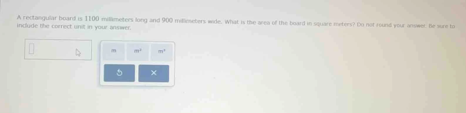 a rectangular board is 1100 millimeters long and 900 millimeters wide. …