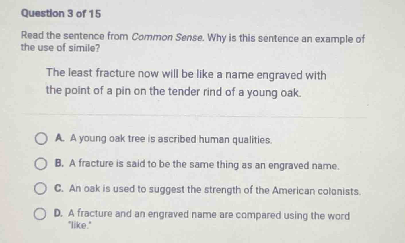 question 3 of 15 read the sentence from common sense. why is this sente…