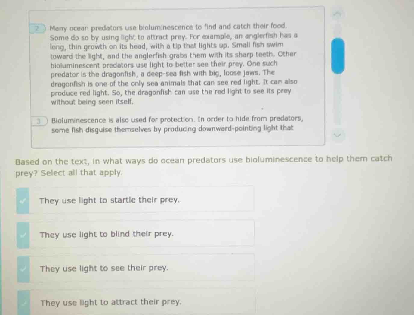 2 many ocean predators use bioluminescence to find and catch their food…