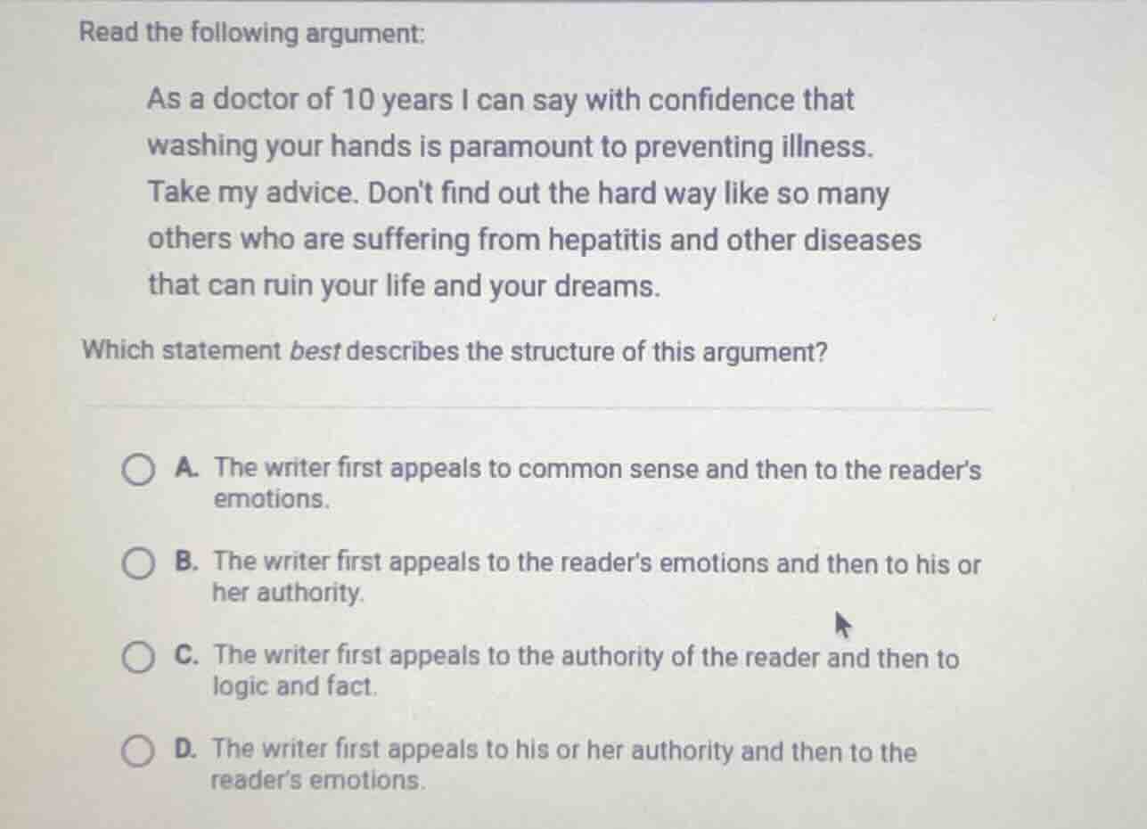 read the following argument: as a doctor of 10 years i can say with con…