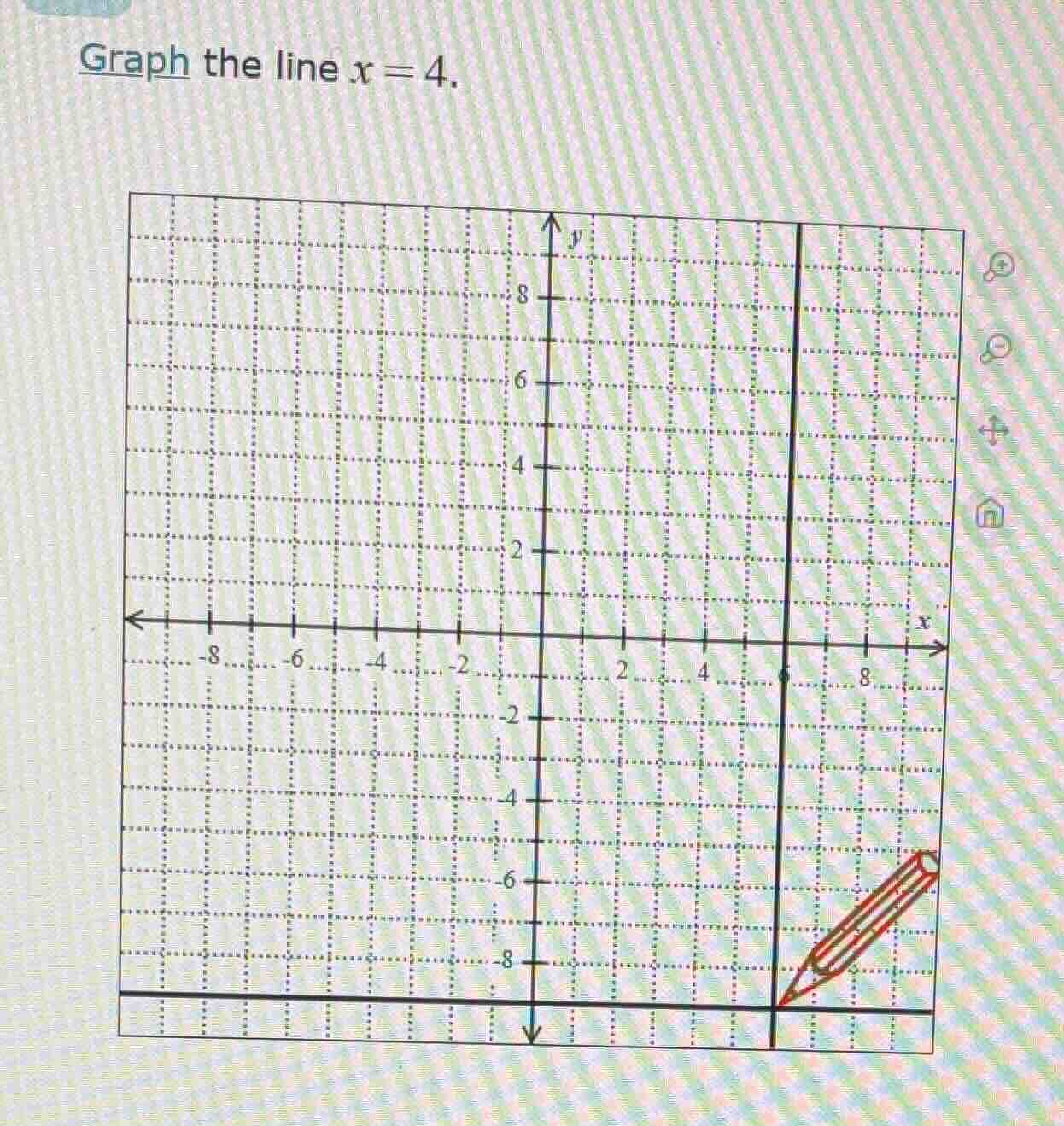 graph the line $x = 4$.