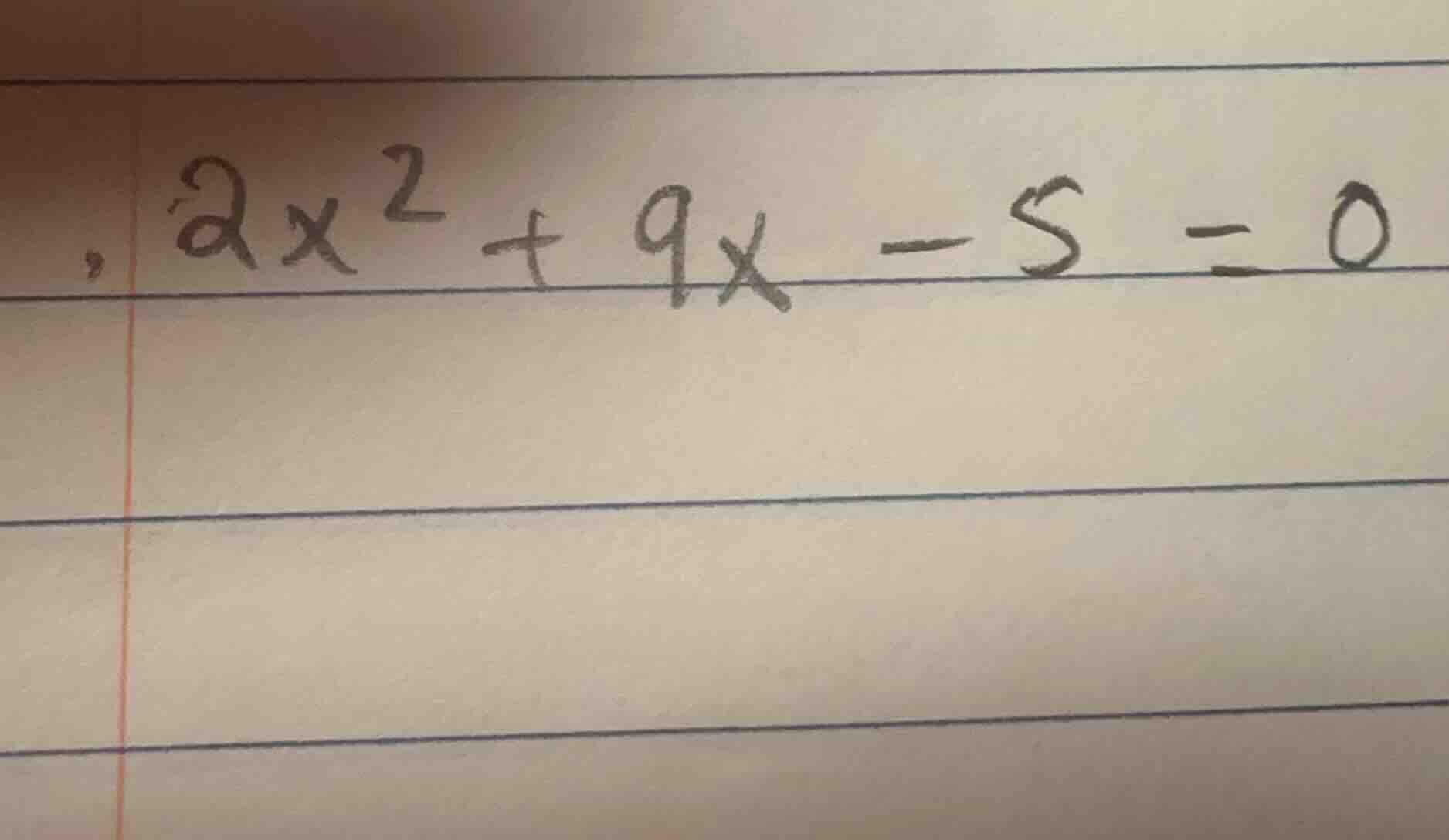 2x² + 9x - 5 = 0