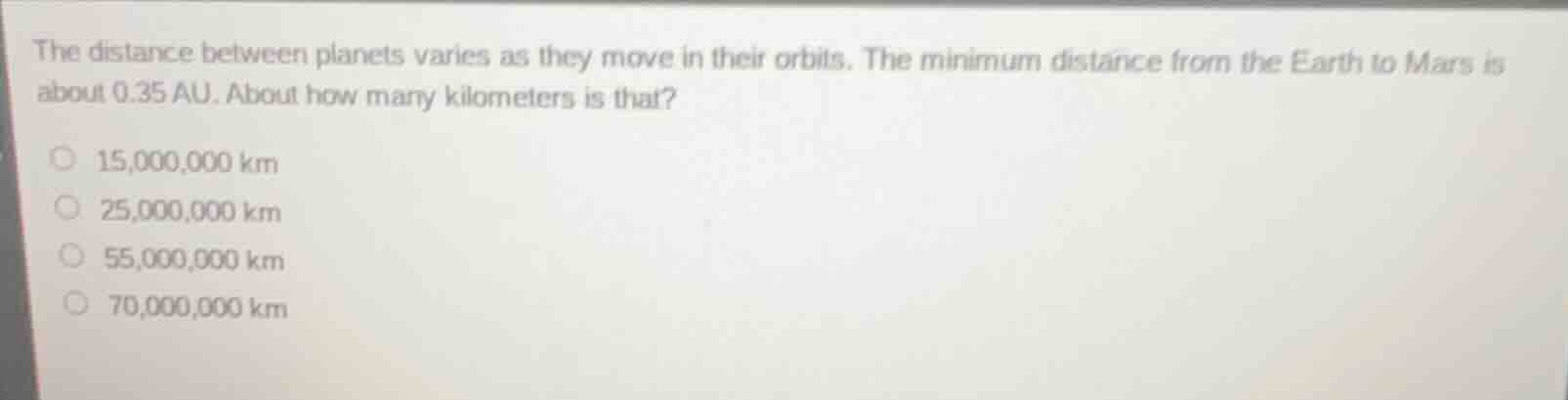 the distance between planets varies as they move in their orbits. the m…