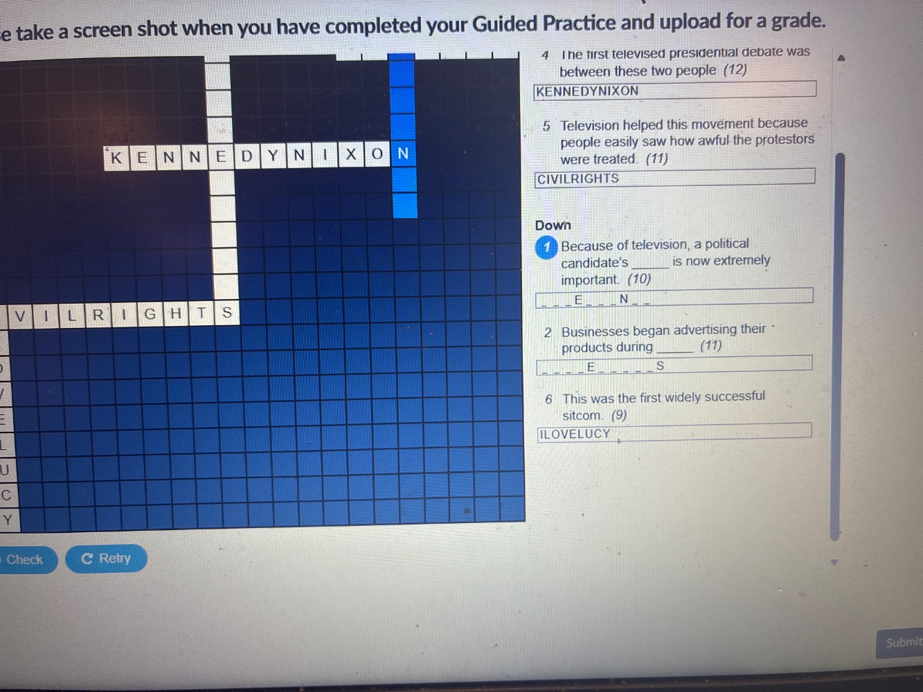 e take a screen shot when you have completed your guided practice and u…