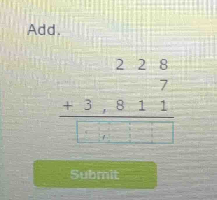 add. 2 2 8 7 + 3 , 8 1 1 overline{ square , square square square }