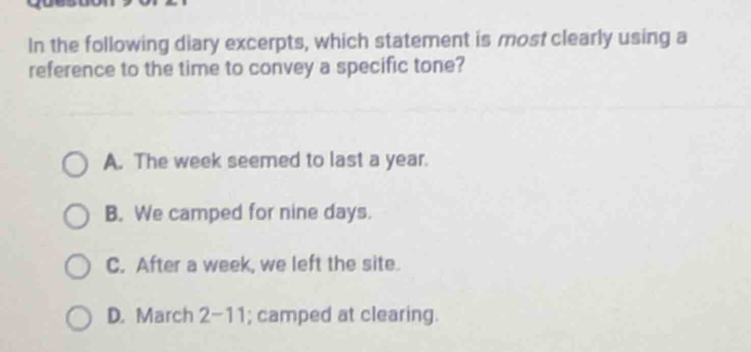 in the following diary excerpts, which statement is most clearly using …