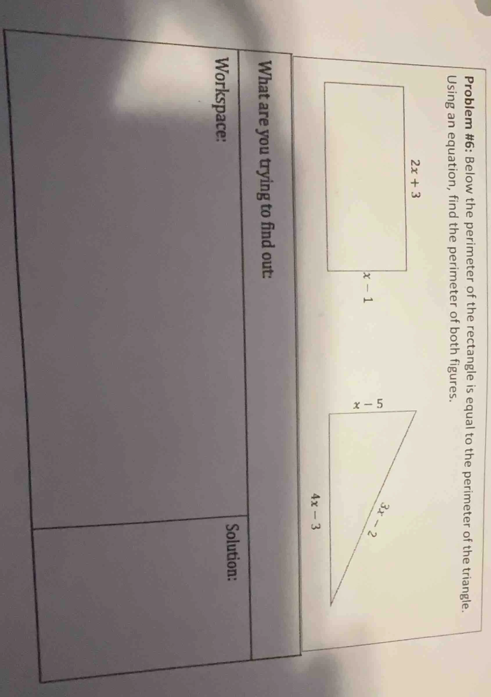 problem #6: below the perimeter of the rectangle is equal to the perime…