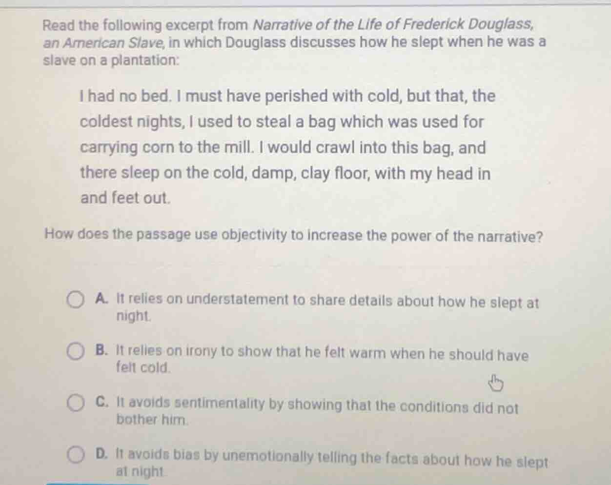 read the following excerpt from narrative of the life of frederick doug…