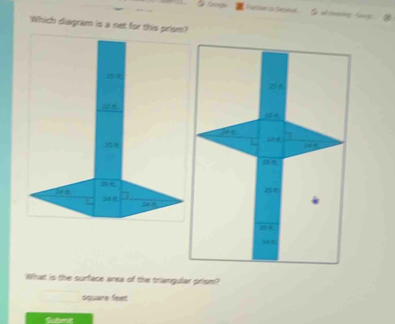 which diagram is a net for this prism? what is the surface area of the …