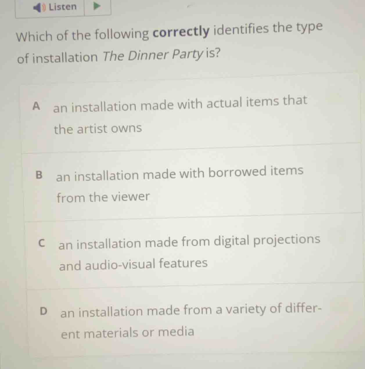 which of the following correctly identifies the type of installation th…
