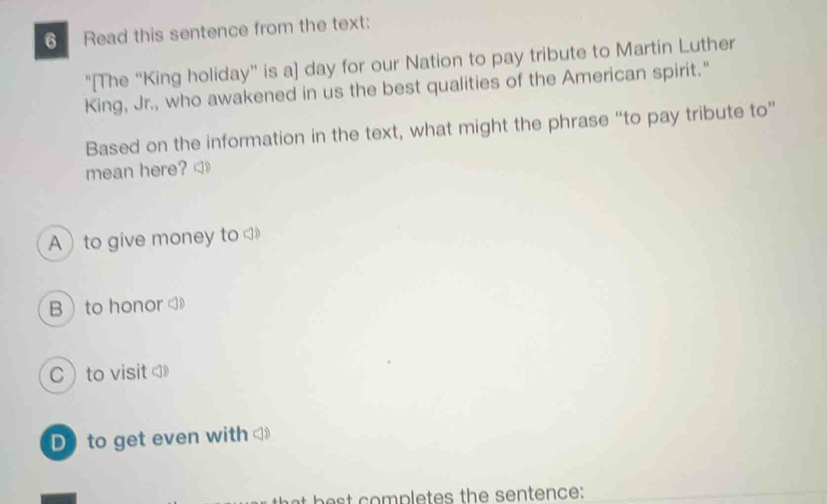 6 read this sentence from the text: \the \king holiday\ is a day for ou…