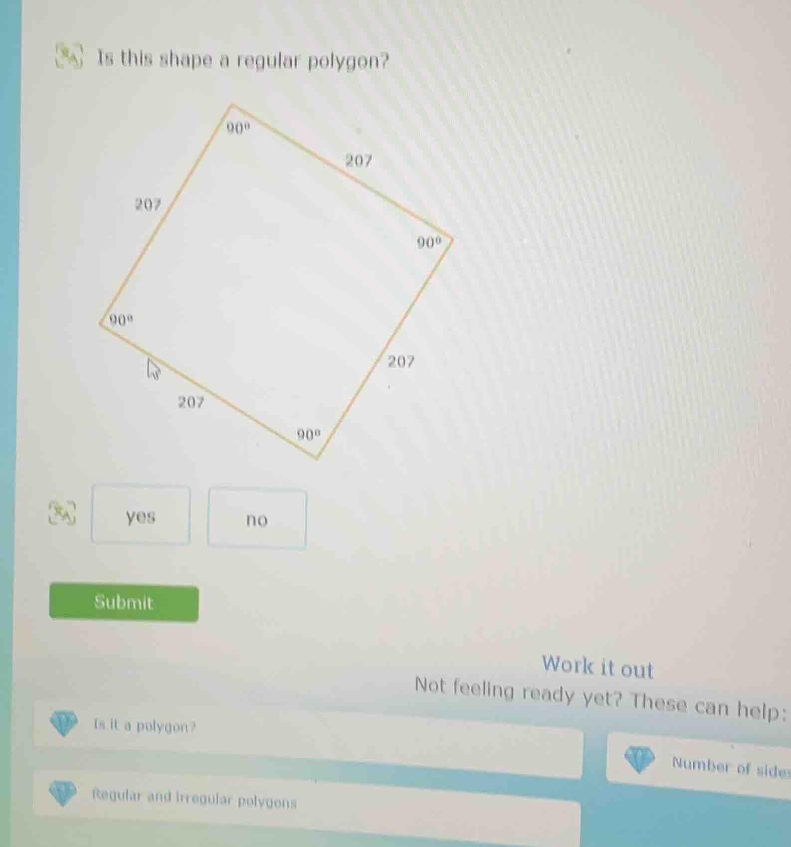 is this shape a regular polygon? (the image shows a quadrilateral with …